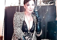 Large Boobs Closeup Cigarette Smokin' mother I'd like to fuck In Gloves