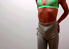 Femboy In Tight Gym Shorts And Sexy Lingerie