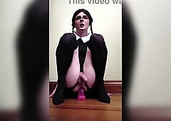 TS Wednesday Addams Cums Playing with Biggest Sextoy - Chloe Cox