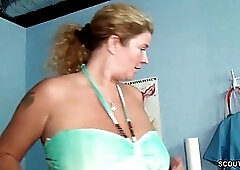 Big titted mature with blonde hair is spreading her legs wide to get fucked in the hospital