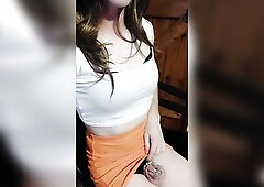 Femboy Cums in Chastity with Sex toy