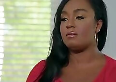 Chubby Ebony bouncing on lil guys shaft before bendover sex