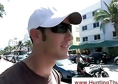 White gay picks up a muscled black biker