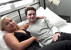 University Stud Has His Chance At First Time Porn Star Slutty Blonde Beauty!