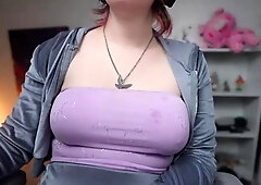 Short haired chick with big tits jerks her pussy online