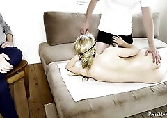 Masseur Got Concupiscent And Cums In My Throat - Afterward My Spouse Gets A Cum Kiss