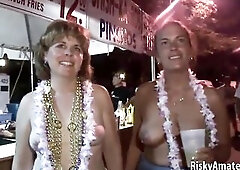 Gorgeous amateur women getting their outstanding breasts out in public