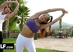 MYLF - Fitness Hotty Helps Stud To Get In Shape With Some Perspired Undressed Workout On The Bed