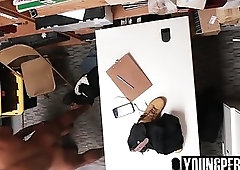 Tattooed straight perp gets fucked bareback by Officer