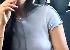 Hot babe without panties on the bus