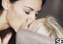 Cute Brunette and Sexy Blonde Share a Stylish Lesbian Encounter