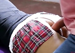 AWESOME climax of a cute hotty with a worthy booty banged in the booty face down