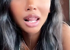 Solo brunette masturbation and striptease
