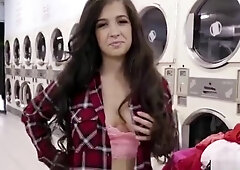 Fucking A Guy In The Laundry Shop - Caroline Ray And Brunette Babe