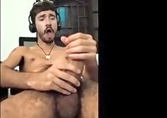 Cumshot of hung dude w hairy pits