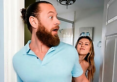 Stunning hottie Paige Owens is sucking a huge dick down on the knees