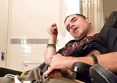 Bathroom, penis masturbation, jacking