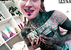 Lewd in rented apartment, teasing u by touching my soaked cunt and not fast taking off my cozy home outfit. Showing my tattooed nipps and cute, pierce