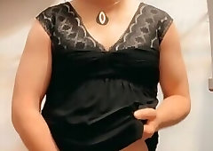 Pantyluvn sissy riding dildo fully dressed