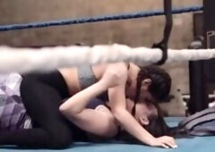 Wrestling lesbians strapon fuck in ring after battle