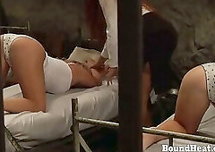 Tied Up And Punished Lesbian Slave Orgasms From Electro Shock