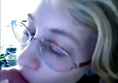 Looks can be deceiving and this nerdy blonde is one amazing head giver