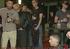 Bondaged gay ass fucked