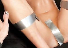 Large tit wench gets duct taped up and banged for job interview