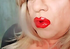 smoking lipstick crossdresser closeup
