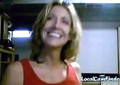 Milf amateur gets her tits out on tits out cam