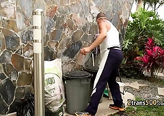 Guy fucks teen TS in outfit