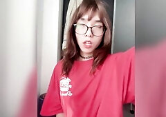 Cute Oriental Sissy in Chastity Spunk flow
