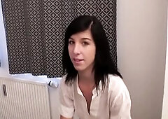 Pretty emo German teen sucks big dick like a pro and gets her shaved and pink twat rocked hard before a massive cumshot.