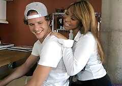 Nasty interracial anal penetration with a hot brown-haired Ava Devine