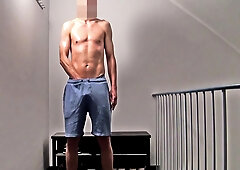 Getting Horny And Wanking In Public Staircase After Workout Results In Cum Fountain