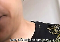 Latino dude sucks cum for money