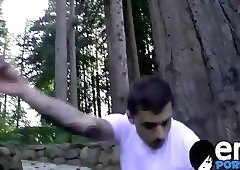 Adorable tattooed emo Chris Porter twink jerks off outdoor