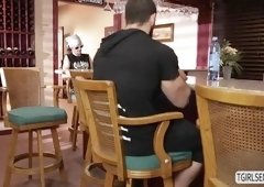 Stunning ts Aubrey recieves an anal fuck by a hunk dude