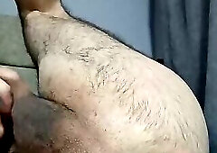 Hairy Turkish boy satisfies his hole with cucumber