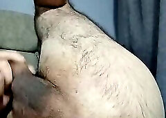 Hairy Turkish boy satisfies his hole with cucumber