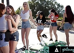 Sorority Gals Try Emotional Lesbian Orgy Train at Backyard BBQ Bash