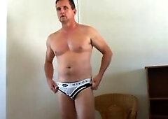 Gay underwear fetish, harness, masturbation