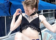 Transman Dicks Oak records himself giving deep throat while rocking his new bikini and losing his top