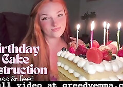 Birthday Cake Destruction - Butt and Feet - Cake Sitting Mess big beautiful woman Booty Foot Feet Fetish Worship Soles