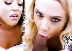 Horny Blonde Teen & Hot Wife Share Cock Cum Swapping