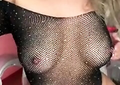 Hot blonde with big boobs solo