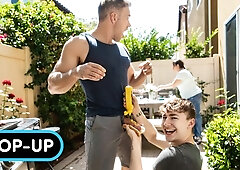 Captioned gay fuck scene with Alex Mecum and Zander Lane