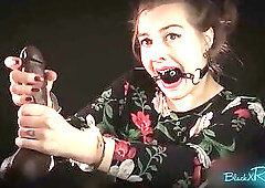 Bound To Give A Hand FULL VIDEO ball gag wife experience dildo handcuff handjob gag talk