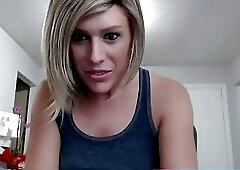 Cute teen blond ts showing her hot body and cock