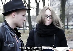 This teeny looks so strict and smart with her eyeglasses and a book in her hands, but as it turns out this babe's a nasty thing who likes screwin